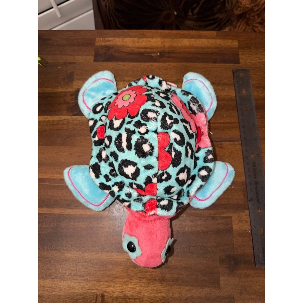 Douglas The Cuddle Toy Sea Turtle Plush Leopard Print Flower Shell Pink Blue 10